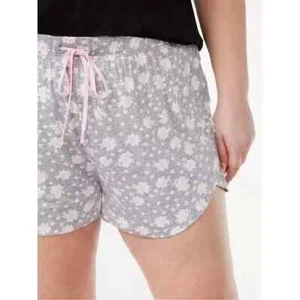 Joyspun Women's Tulip Hem Sleep Shorts Light Gray Heather Floral Size 3X - Picture 1 of 11