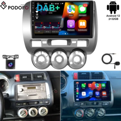 DAB+ 9" Carplay Android 12 Autoradio 2+32GB Navi BT für Honda Jazz Fit 2001-2008 - Bild 1 von 4