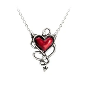 Alchemy Gothic Devil Heart Pendant Necklace Pewter Horns Occult Witchy Love Punk - Picture 1 of 3