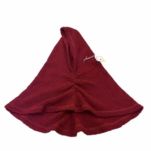 My Beautiful Raven Icelandic Wool Red Crop Short Poncho Hoodie  One Size - Picture 1 of 7