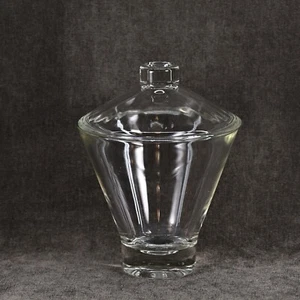 Vintage MCM Hasel-Atlas Martini Form Schale mit Deckel Klar Barware Süßigkeiten Schale 7" - Bild 1 von 10