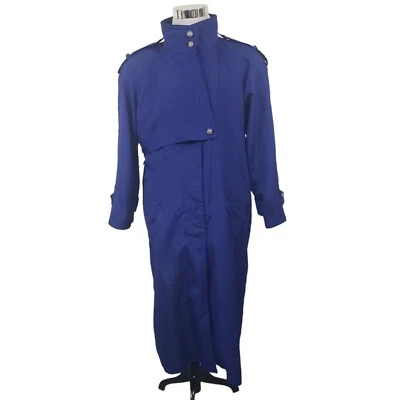 J Gallery Petite Trech Coat Long Pockets Long Sleeve Button Blue Size 13/14 - Image 1 of 4
