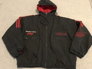 Vintage Adidas Beverly Hills Cop III Hoodie Jacket Black Red Trefoil Rare Large - Picture 1 of 11