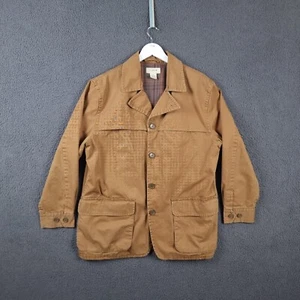 Chaqueta J Crew Para Hombre L Grande Marrón Abrigo de Granero Algodón Lona Franela Forrada Caza - Imagen 1 de 16