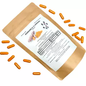 90 St x 505mg KURKUMA + PIPERIN-1%schwarzer pfeffer extrakt Kapseln VEGETARISCH - Bild 1 von 3