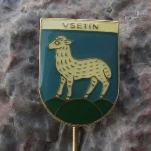 Vsetin Lamb Sheep Three Hills Heraldic Crest Coat of Arms Tourist Pin Badge - Picture 1 of 2