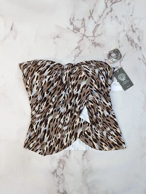 Vince Camuto Bathing Suit Womens Medium Top Swim Tankini Riviera Draped Leopard  - Image 1 of 4