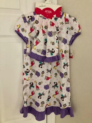 Jumping Beans monkey & hippo gown w/matching 18” doll gown,Size 6x NEW W/TAGS - Imagem 1 de 3