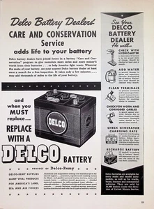VINTAGE 1940s Print Ad ~ Delco Batteries ~ Available for every make and model... - Picture 1 of 1