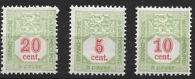 1920 Luxembourg  SC#J10,J11,J12 MLH OG VF POSTAGE DUE - Image 1 of 2