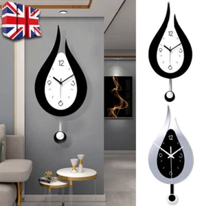 Modern Pendulum Waterdrop Wall Clock Wall Hanging Silent Clock Home Deco Acrylic - Picture 1 of 12