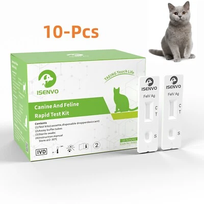 ISENVO 10Pcs FeLV-Feline Leukemia Virus Home Test Kit for Cats Care Health