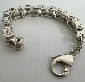 Sterling Silber 925 Fahrrad Kette Gliederarmband. 9" lang. Schwer! 103,0 G - Bild 1 von 9