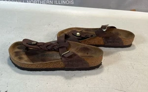 Women's Birkenstock Gizeh Braid Brown Leather Sandals, Size 7 - Picture 1 of 6