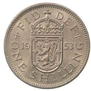 1953 QUEEN ELIZABETH II ONE 1 SHILLING COIN: SCOTTISH UNC - Picture 1 of 2