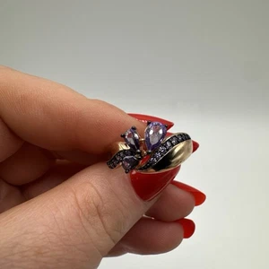 Floral Amethyst Ring 14kt Walzgold gebunden gepunzt 585RG Geschenk für Sie - Bild 1 von 8