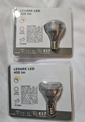 2 Ikea LEDARE LED bulbs E17 reflector  400 lm, warm dimming 2700 K 5.3 W Bulb - Image 1 of 2