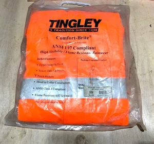 Tingley Rain Jacket J53129 Flame Resistant Orange Small SM Comfort Brite Hi Viz - Picture 1 of 1