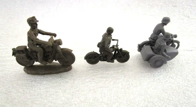 3 réplicas de plástico vintage de la Segunda Guerra Mundial motocicletas alemanas Marx + Side Car Courier Scout Foto 1 de 3