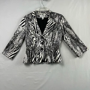 Joseph Ribkoff Jacke Damen Größe 8 Tiermotiv Schößchen Knopfleiste Kragen - Bild 1 von 14