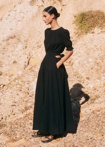 Me+Em Black Cotton Cheesecloth Cut Out Maxi Dress UK 8 - Picture 1 of 18
