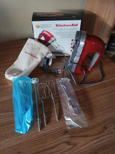 KitchenAid 9 Speed Candy Apple Red Hand Mixer With Accessories (Barely Used) - Picture 1 of 10