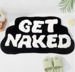 Irregular Shaped Get Naked Bath Mat - Funny Bathroom Rugs, Small Cute Bathroo... - Picture 1 of 6