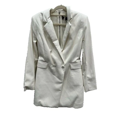 Nuevo con etiquetas Mameluco Esmoquin Alice + Olivia Kyrie Doble Pecho Imitación Cuero Blanco Talla 6 Foto 1 de 4