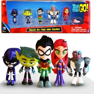 Teen Titans Go - Set da 6 Action Figures - Personaggi Completi - Nuovo - Immagine 1 di 4