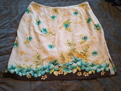 Tommy Bahama Mujer Seda Skort Floral Talla 4 Azul Marrón Crema Foto 1 de 4
