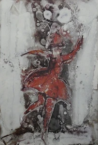 Monotipo Walter Lindner 1936-2007 bailarina mujer variedad expresionismo 1975 - Imagen 1 de 5