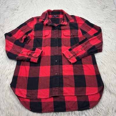 Madewell Women's S Red Black Buffalo Plaid Button Front Flannel Shirt Cabincore - Image 1 of 4