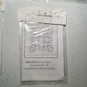 Mary’s Treasures Hawaiian Quilt Pillow Patterns 18”x18” Breadfruit or ULU, New - Picture 1 of 5