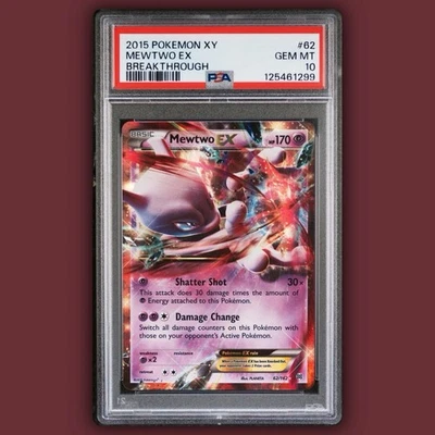 2015 Pokemon XY Breakthrough Mewtwo EX Ultra Rare 62/162 PSA 10 GEM MINT - Image 1 of 2