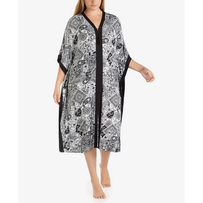 Vestido Ellen Tracy Talla Grande Manga Ancha Estampado con Cremallera Caftán Negro Blanco Nuevo con Etiquetas 2X Foto 1 de 4