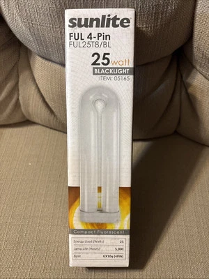 Sunlite 25 W FUL 4Pin Single UShaped Twin Tube 4Pin Plugin Black Light Bulb - Image 1 of 4