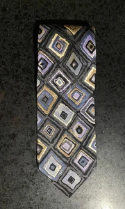 Stefano Milano Multicolor Handmade In Italy 100% Silk Tie Blue Black Gray Beige - Picture 1 of 4