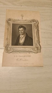 Antica piastra stampante J.C. Calhoun Vice Presidente pagina singola 8"x5" - Foto 1 di 2
