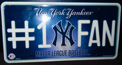 NEW YORK YANKEES #1 FAN METAL LICENSE PLATE NEW/FACTORY SEALED! - Image 1 of 2
