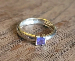 Nachlass 14K Gelbgold & Solitär ~40pt Princess Cut Amethyst Ring Gr. 8,5 - Bild 1 von 11