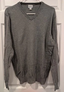 Old Navy Gray Cotton Long Sleeve V-Neck Pullover Golf Polo Sweater Shirt Size M - Picture 1 of 2