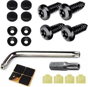 4 Set Black anti Theft License Plate Screws Kits, Rustproof Stainless Steel Car - Picture 1 of 12