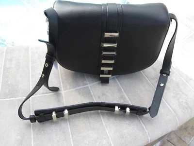 НОВЫЙ С ЯРЛЫКАМИ LUANA ИТАЛИИ SEDGWICK БОЛЬШОЙ КОЖАНЫЙ СЕДЛО СУМКА ЧЕРНЫЙ - Изображение 1 из 4