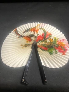Vintage Oriental Folding Hand Fan Bird/Floral Design 10" Paper Chinese Fan - Picture 1 of 4