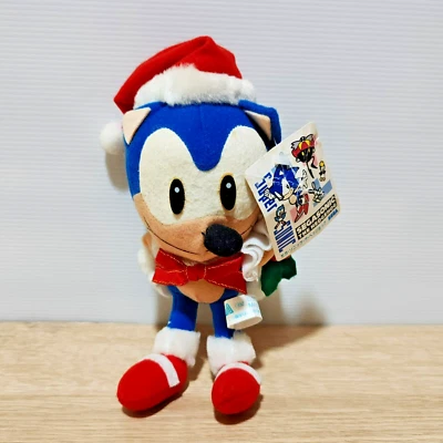 Juguete de peluche Sega Sonic Hedgehog vintage Navidad Santa Standing 1992 Japón TAG Foto 1 de 4