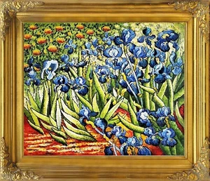 Van Gogh IRISES Original Oil Painting 20x24 Floral Framed Canvas **SALE - Picture 1 of 4