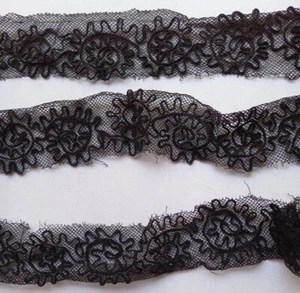 ANTIKE VIKTORIANISCHE SCHWARZE SPITZE, 2,7 YD. - Bild 1 von 8