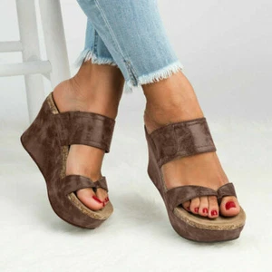 Summer New Women's Platform Wedge High Heels Sandals Ladies Flip Flops Shoe Size - Picture 1 of 14
