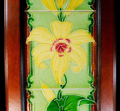 BEAUTIFUL FRAMED LEWIS F. DAY TUBE LINED PILKINGTON FOUR TILE PANEL - Image 1 of 4