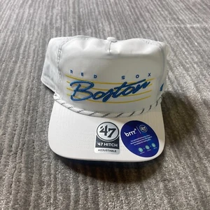 Boston Red Sox Hat Cap White Blue City Connect '47 Downburst Snapback Rope BRRR - Picture 1 of 7